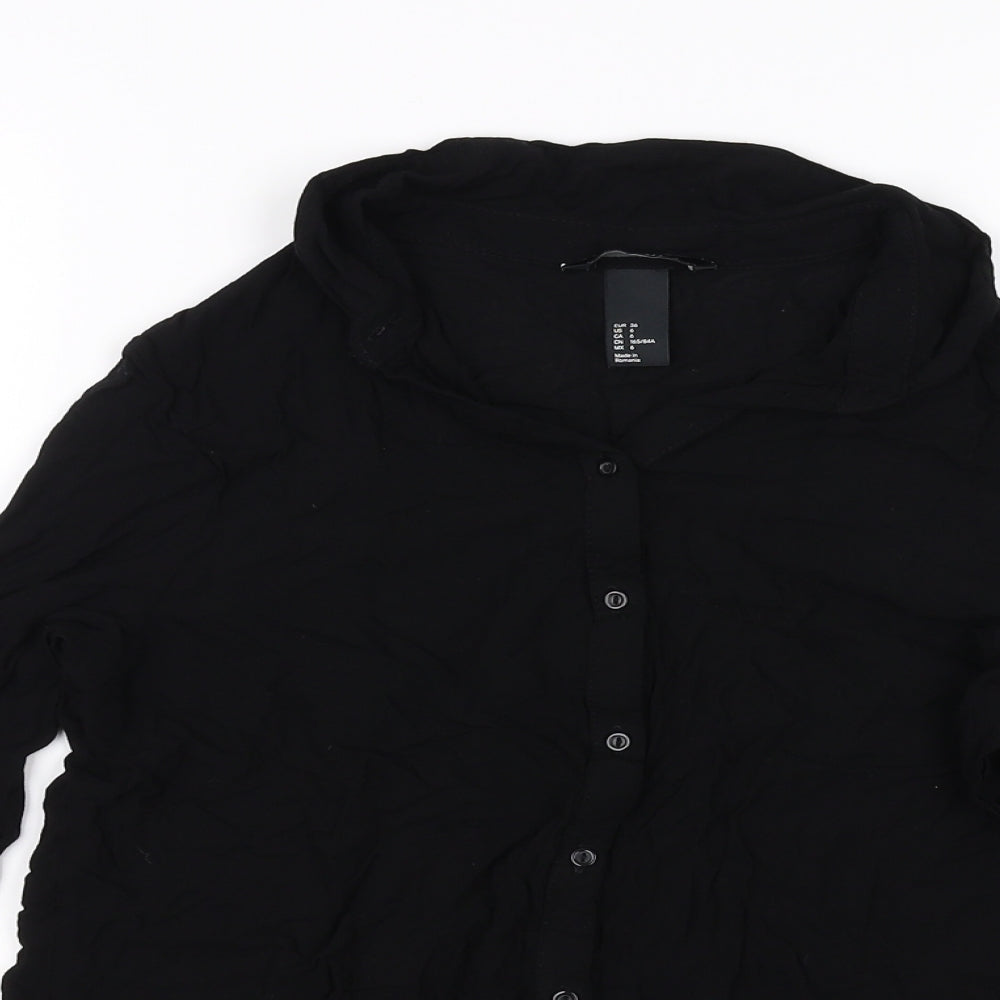 H&M Womens Black   Basic Button-Up Size 8