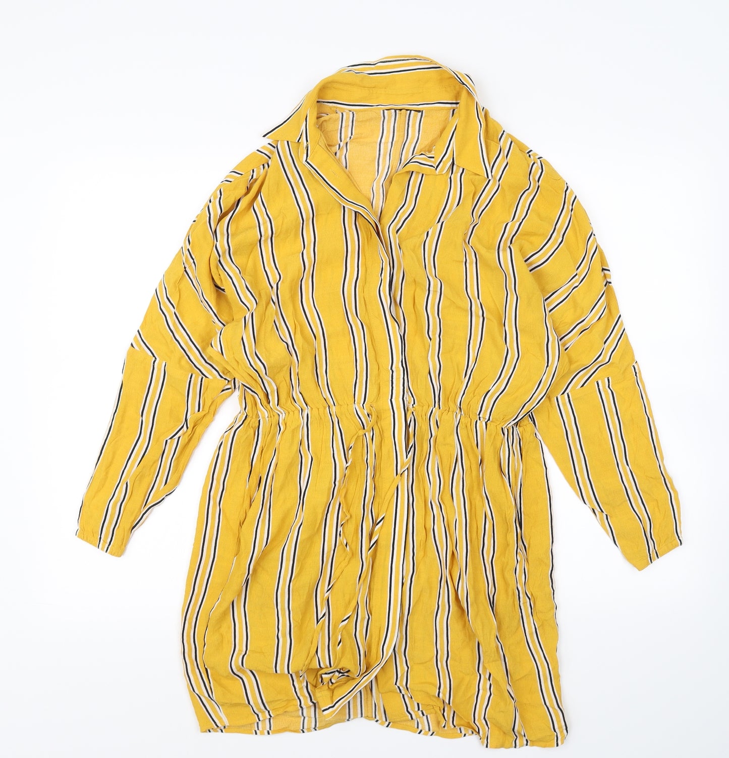 Preworn Womens Yellow Striped  Shirt Dress  Size 6