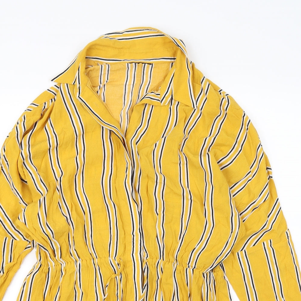 Preworn Womens Yellow Striped  Shirt Dress  Size 6