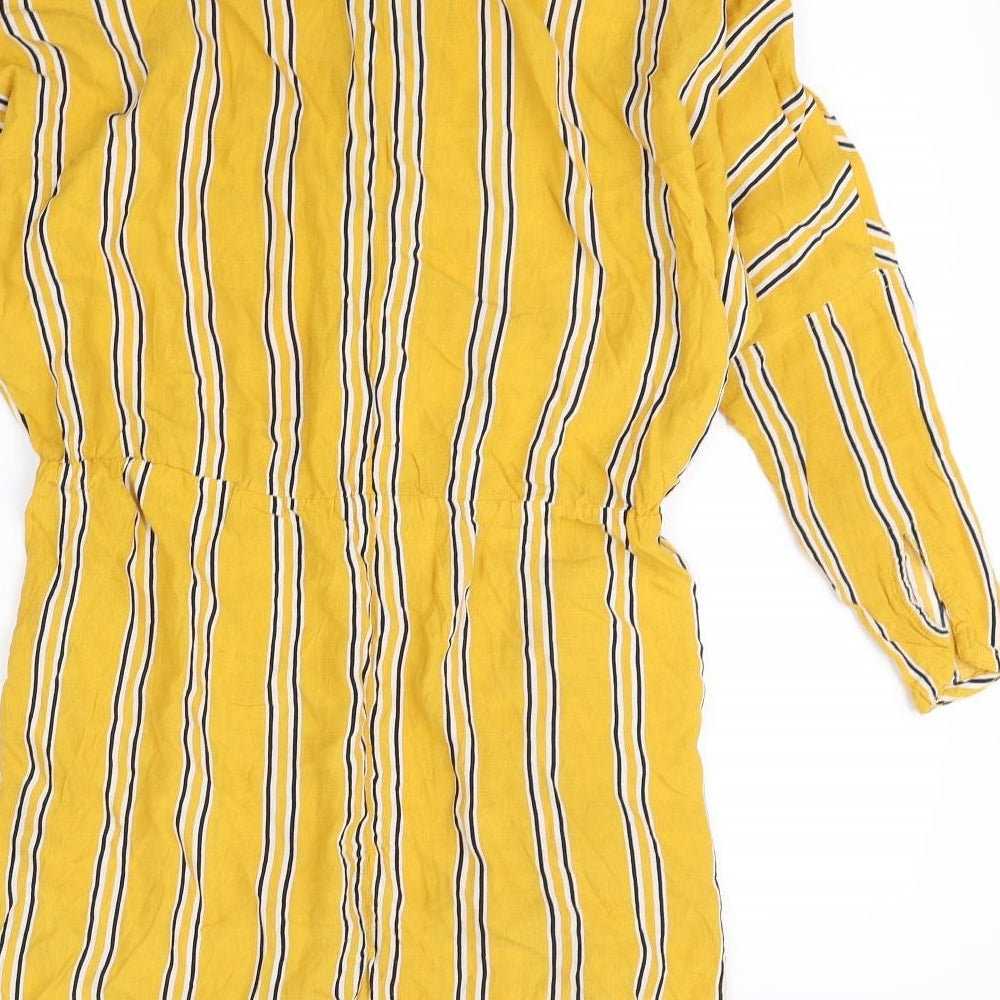 Preworn Womens Yellow Striped  Shirt Dress  Size 6