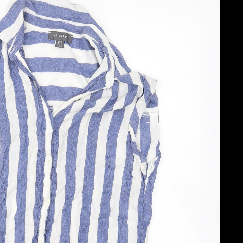 Primark Womens Blue Striped  Basic Button-Up Size 12