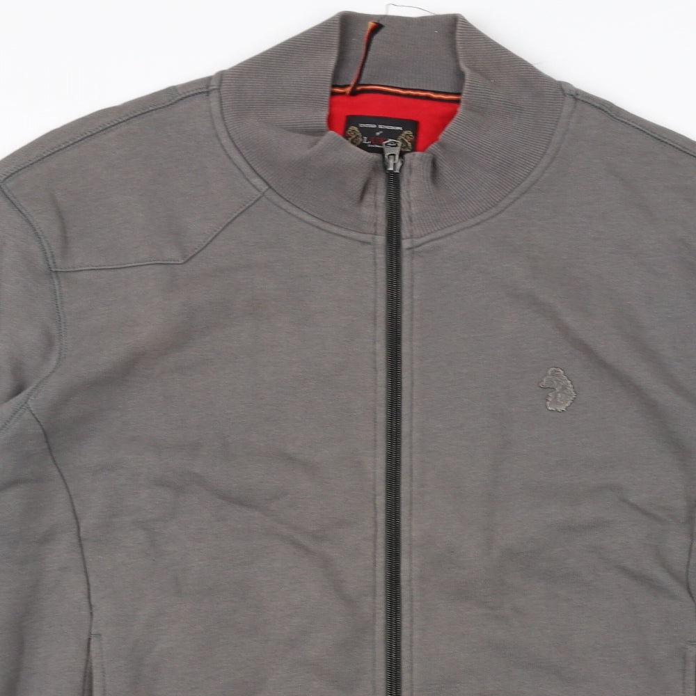 Luxe Mens Grey   Full Zip Jumper Size L
