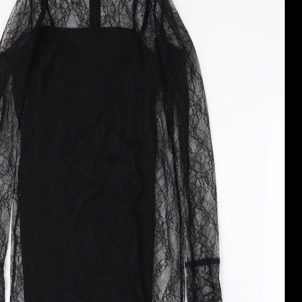 Topshop Womens Black Batik  Bodycon  Size 8