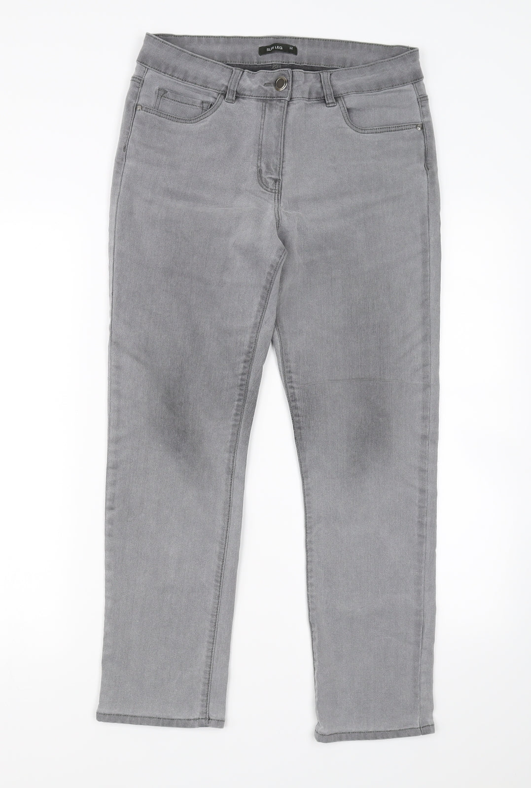 Preworn Womens Grey   Straight Jeans Size 12 L28 in