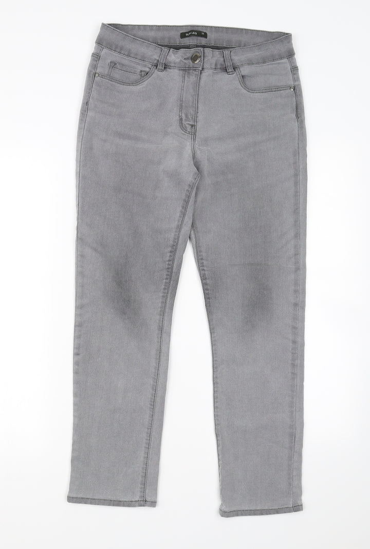 Preworn Womens Grey   Straight Jeans Size 12 L28 in