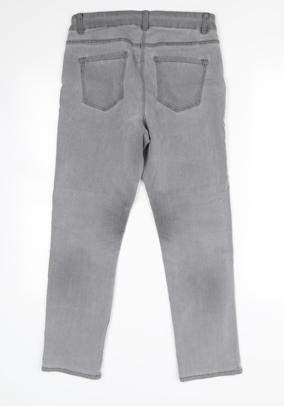 Preworn Womens Grey   Straight Jeans Size 12 L28 in