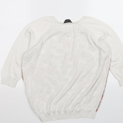dorothy perkin Womens White Floral Knit Pullover Jumper Size 14  - chiffon front