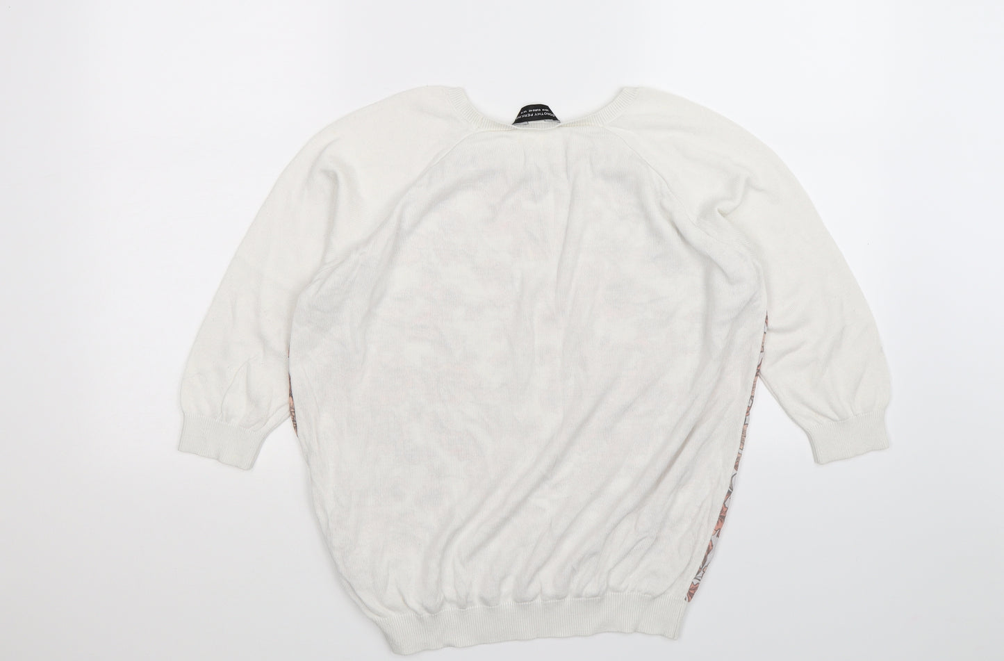 dorothy perkin Womens White Floral Knit Pullover Jumper Size 14  - chiffon front