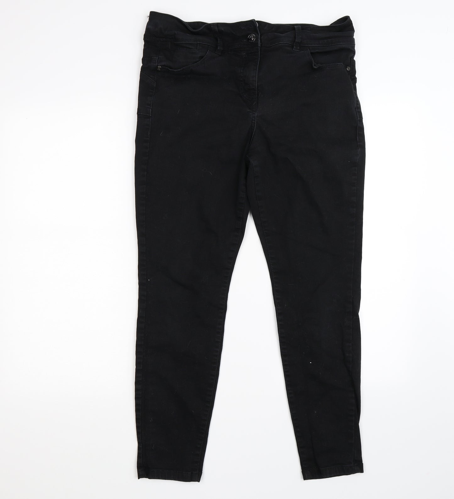 NEXT Womens Black  Denim Skinny Jeans Size 14 L25 in - Waist Enhancing
