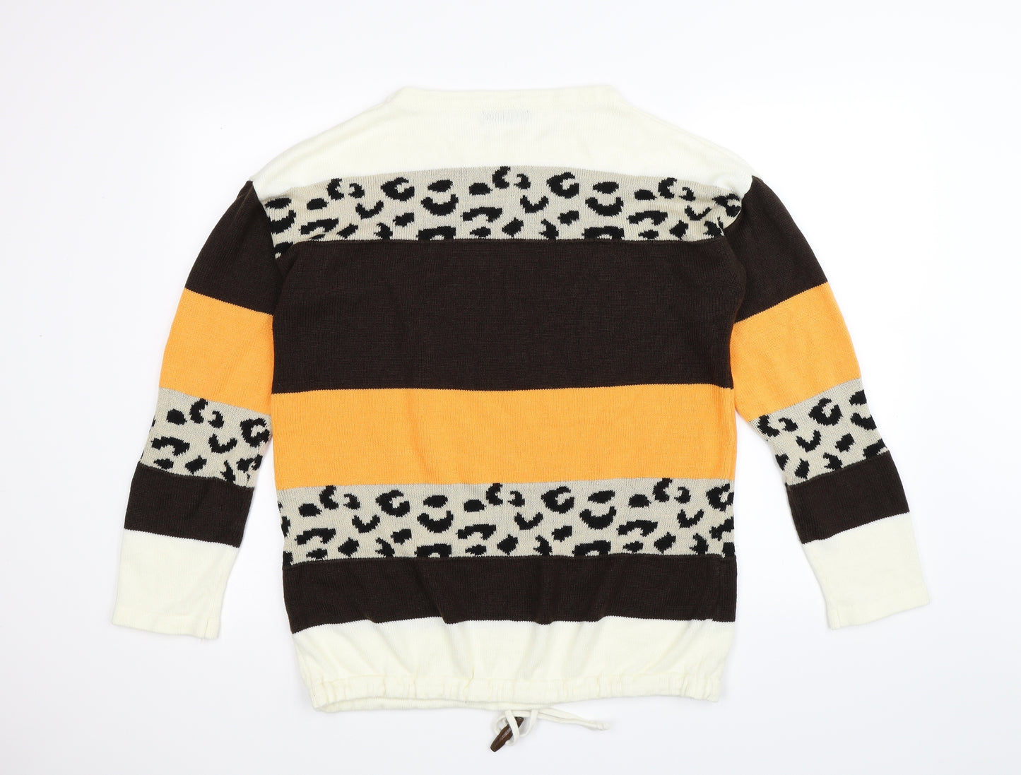 SHEILAY Womens Brown Striped Knit Pullover Jumper Size 2XL  - leopard print