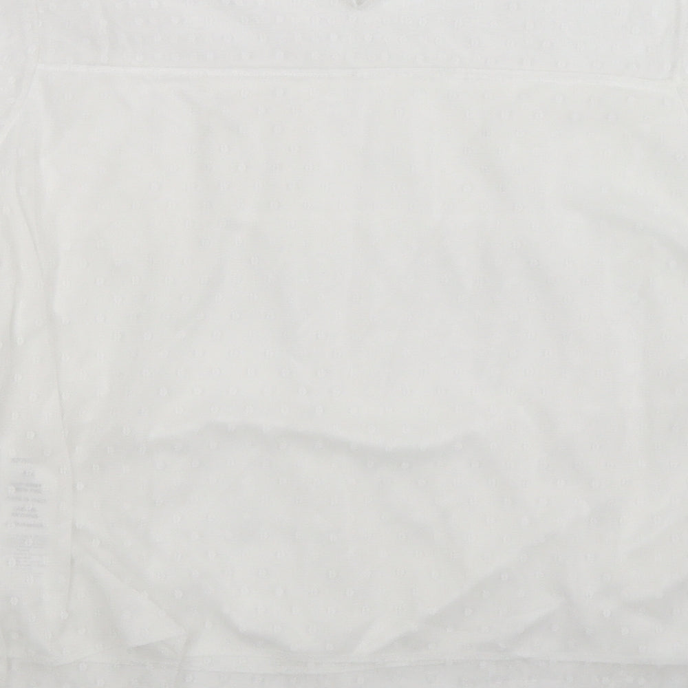 apritcot Womens White Polka Dot Mesh Basic Blouse Size M