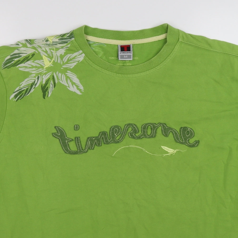 Timezone Mens Green Floral   T-Shirt Size M