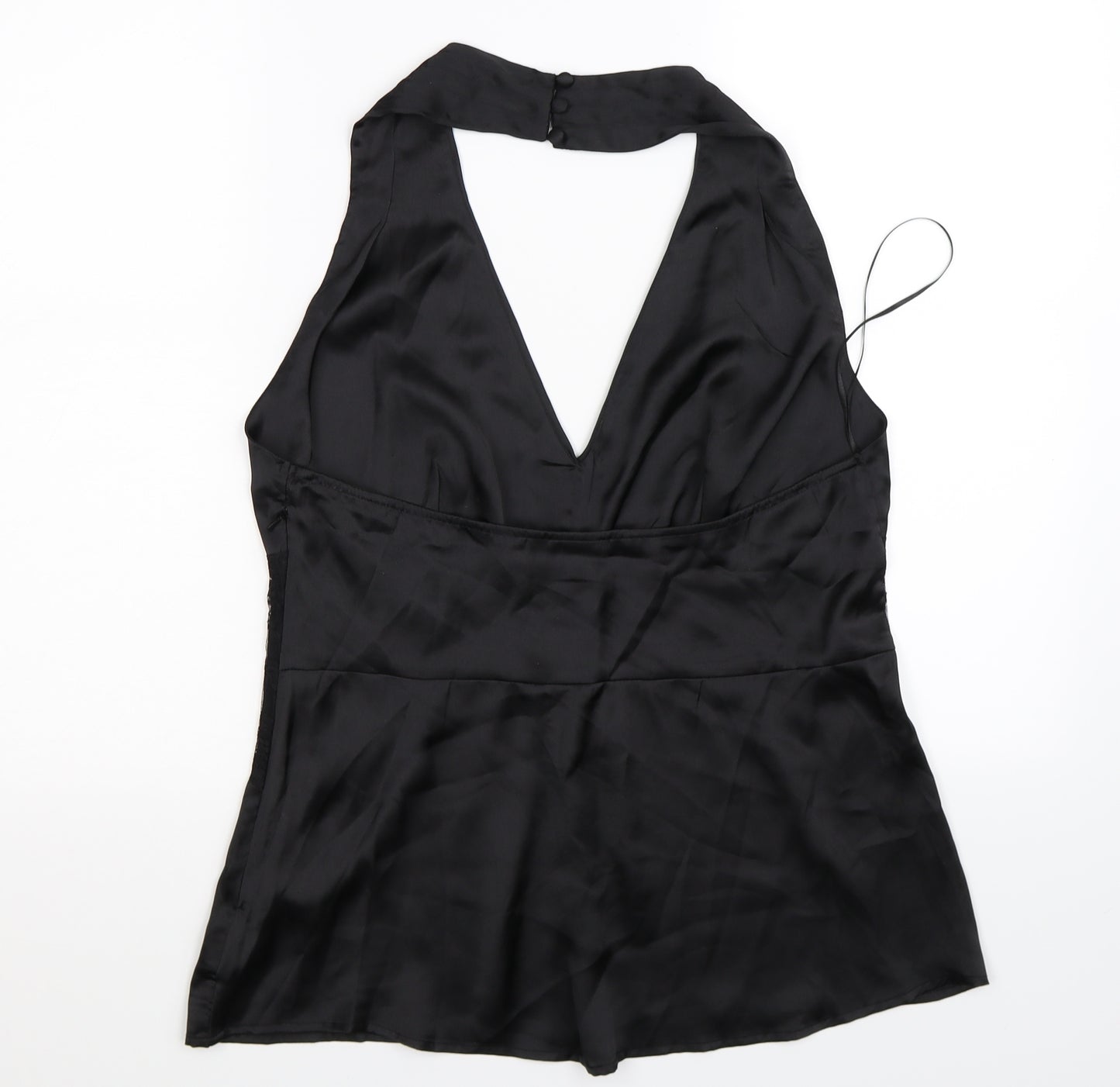 ASOS Womens Black Floral Satin Tunic T-Shirt Size 14