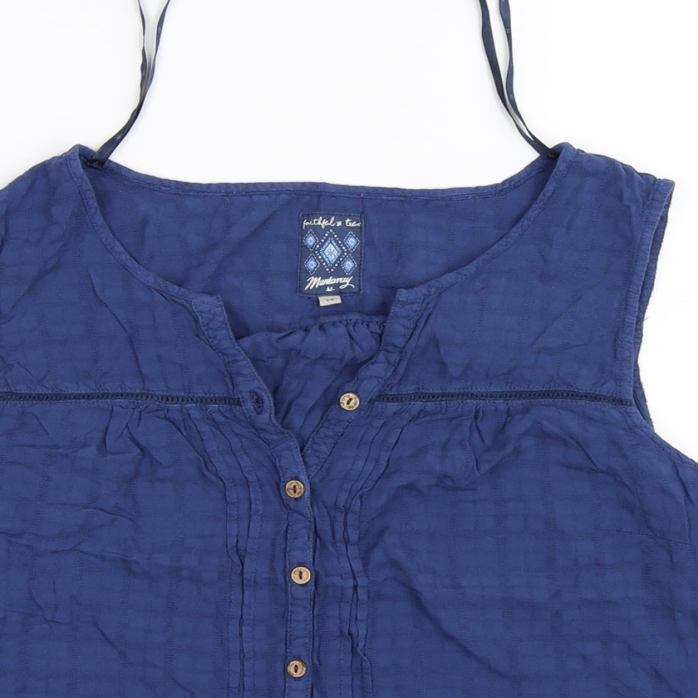 manataray Womens Blue Check  Basic Blouse Size 14