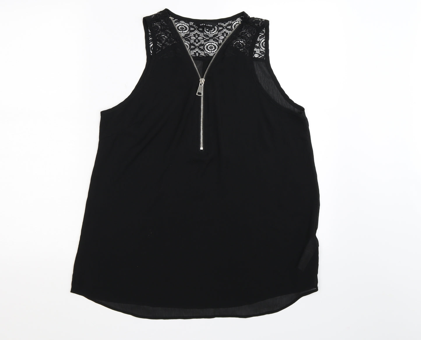 New Look Womens Black Floral Lace Tunic T-Shirt Size M