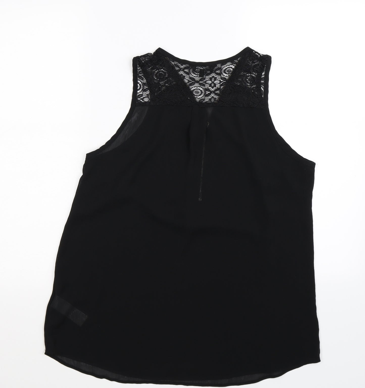 New Look Womens Black Floral Lace Tunic T-Shirt Size M