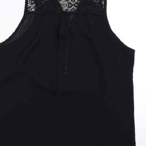 New Look Womens Black Floral Lace Tunic T-Shirt Size M