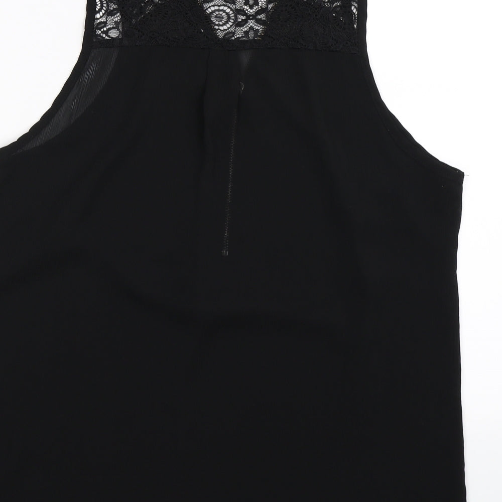 New Look Womens Black Floral Lace Tunic T-Shirt Size M
