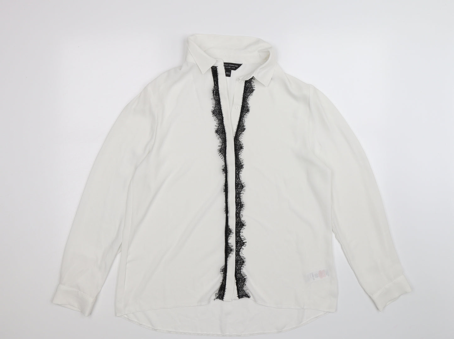 Dorothy Perkins Womens White  Chiffon Basic Blouse Size 14  - lace trim