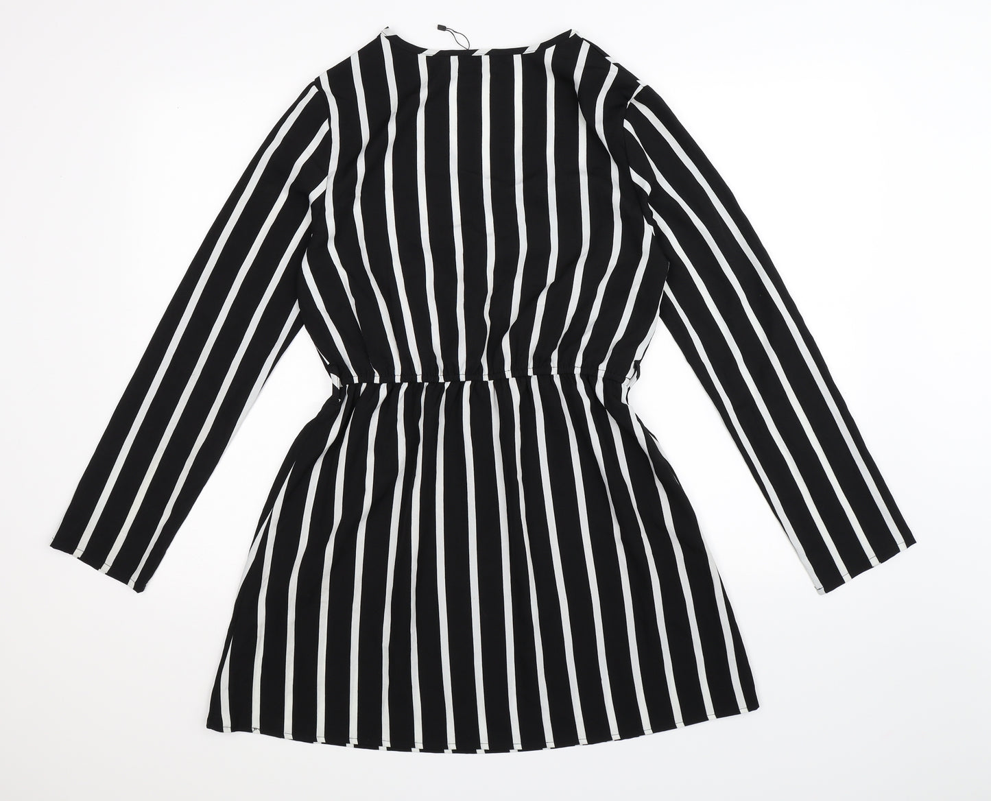 Boohoo Womens Black Striped  Shirt Dress  Size 12