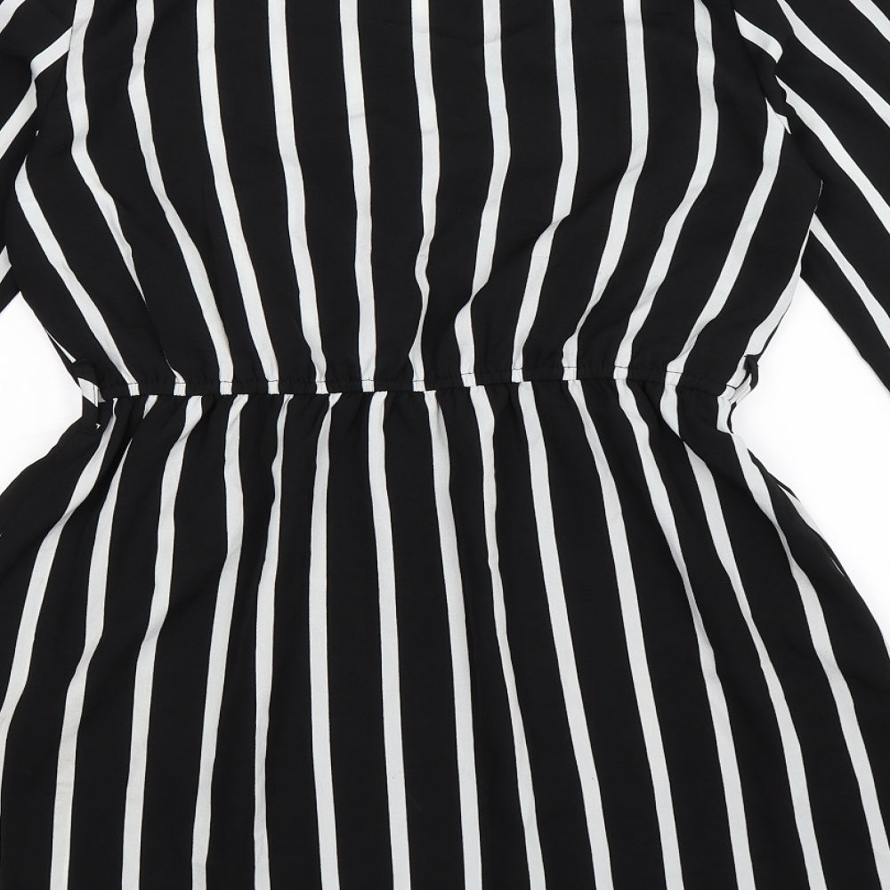Boohoo Womens Black Striped  Shirt Dress  Size 12
