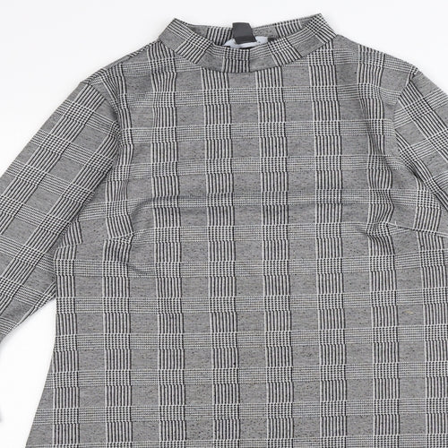 Primark Womens Grey Check  Jumper Dress  Size 14  - frill sleeve