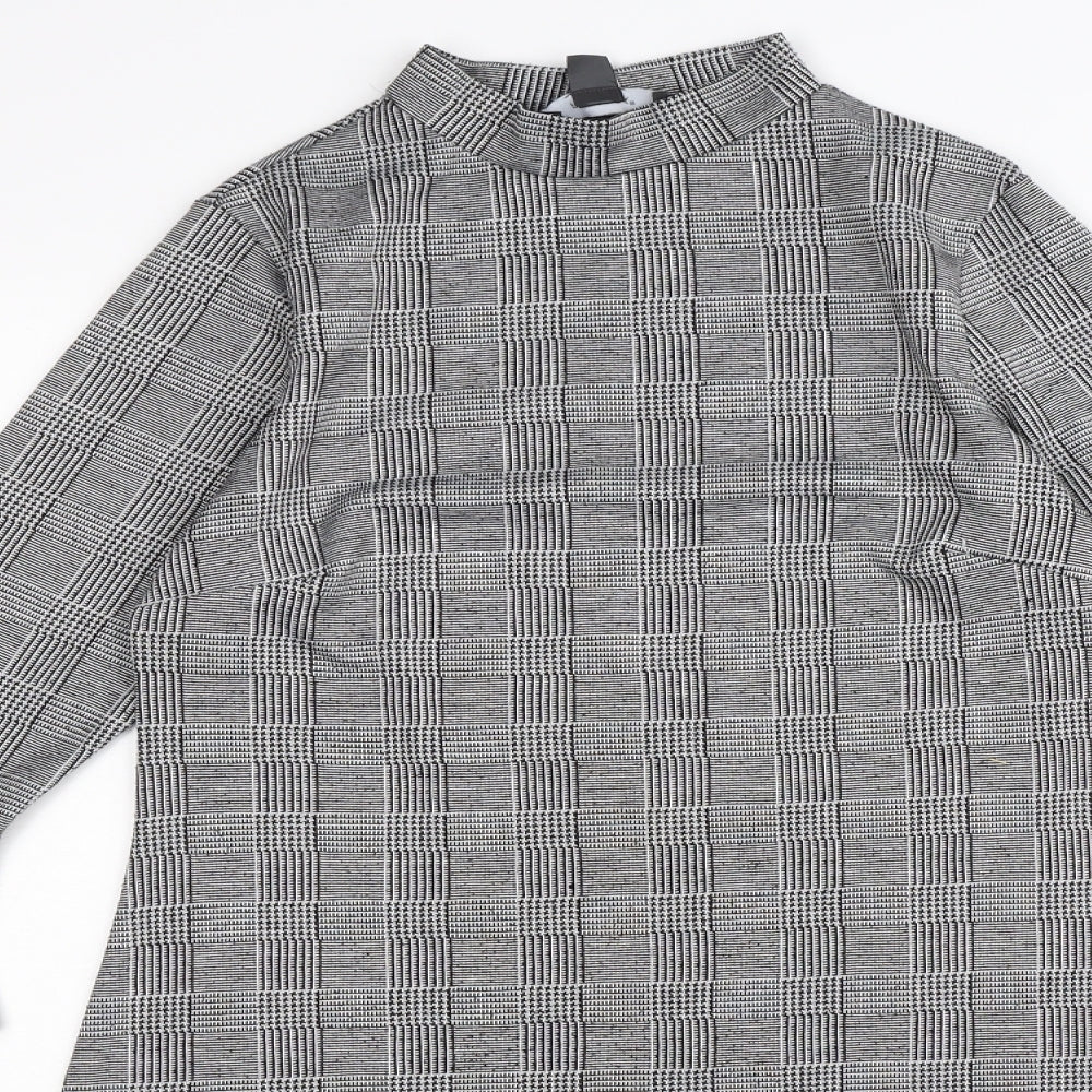 Primark Womens Grey Check  Jumper Dress  Size 14  - frill sleeve