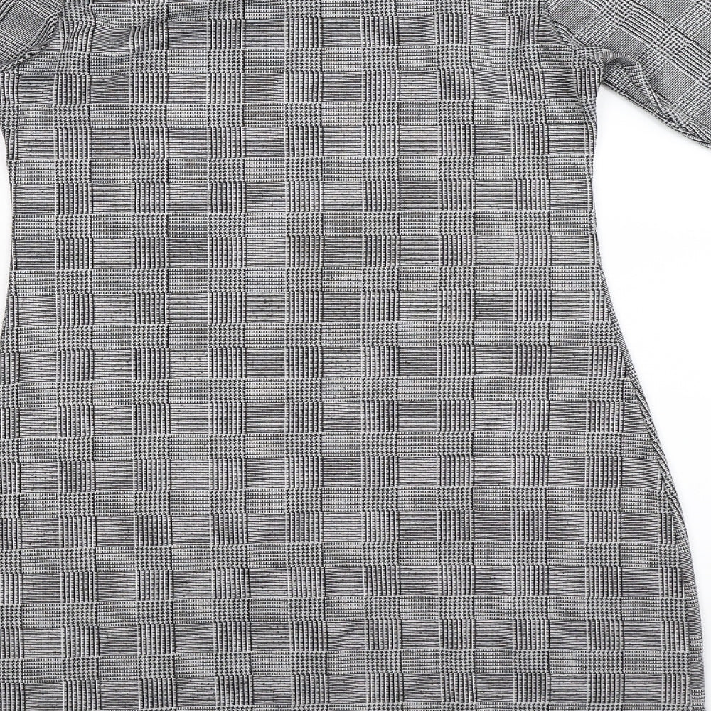 Primark Womens Grey Check  Jumper Dress  Size 14  - frill sleeve