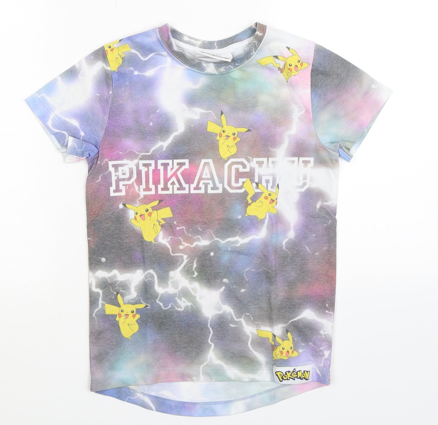 NEXT Boys Grey Striped  Basic T-Shirt Size 6 Years  - Pokemon Pikachu