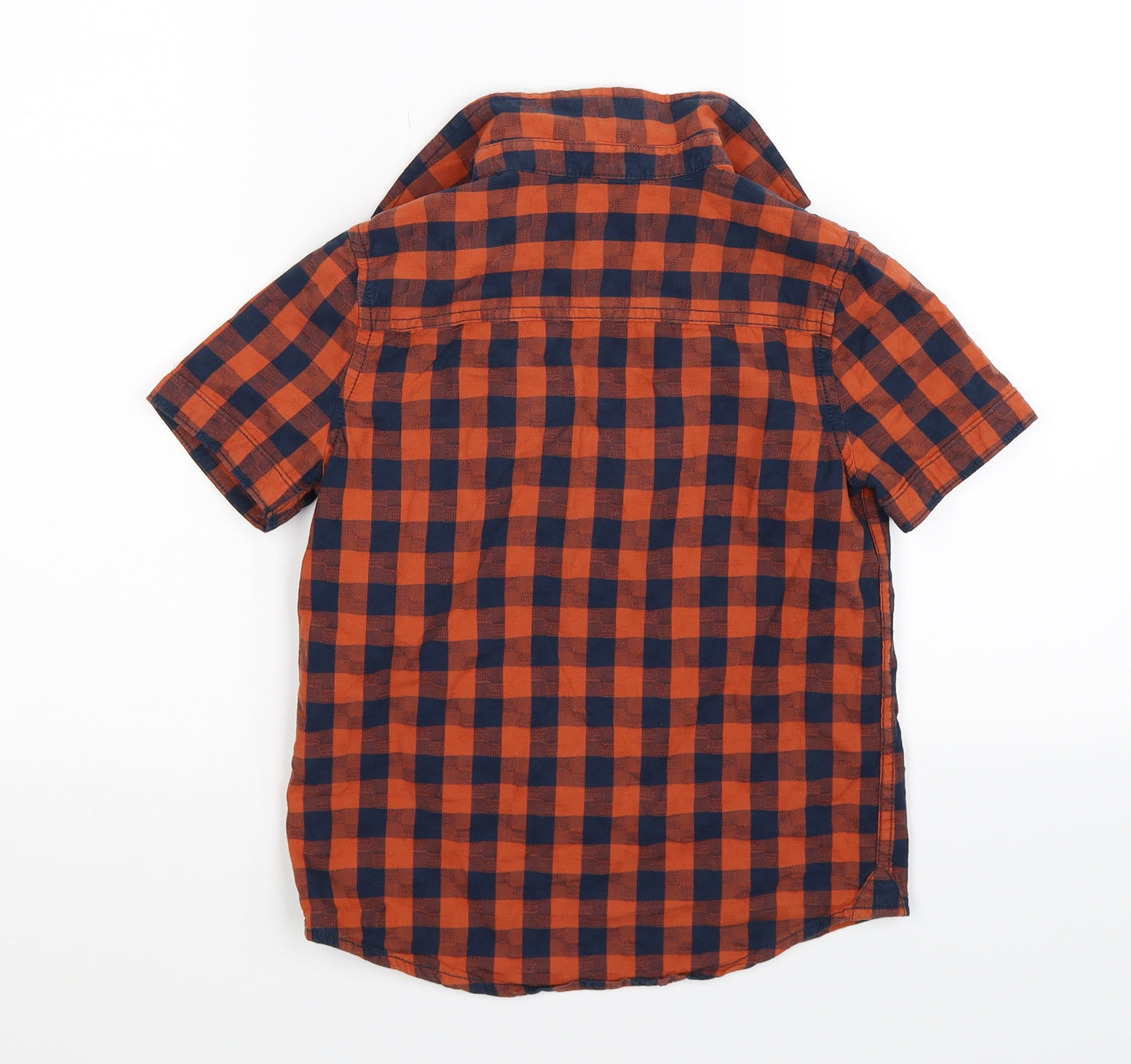 F&F Boys Orange Check  Basic Button-Up Size 6-7 Years  - burnt orange navy