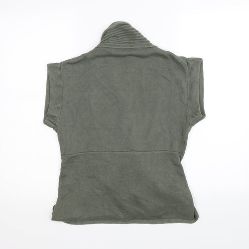 Moda Womens Green  Knit Wrap Jumper Size M  - waterfall front