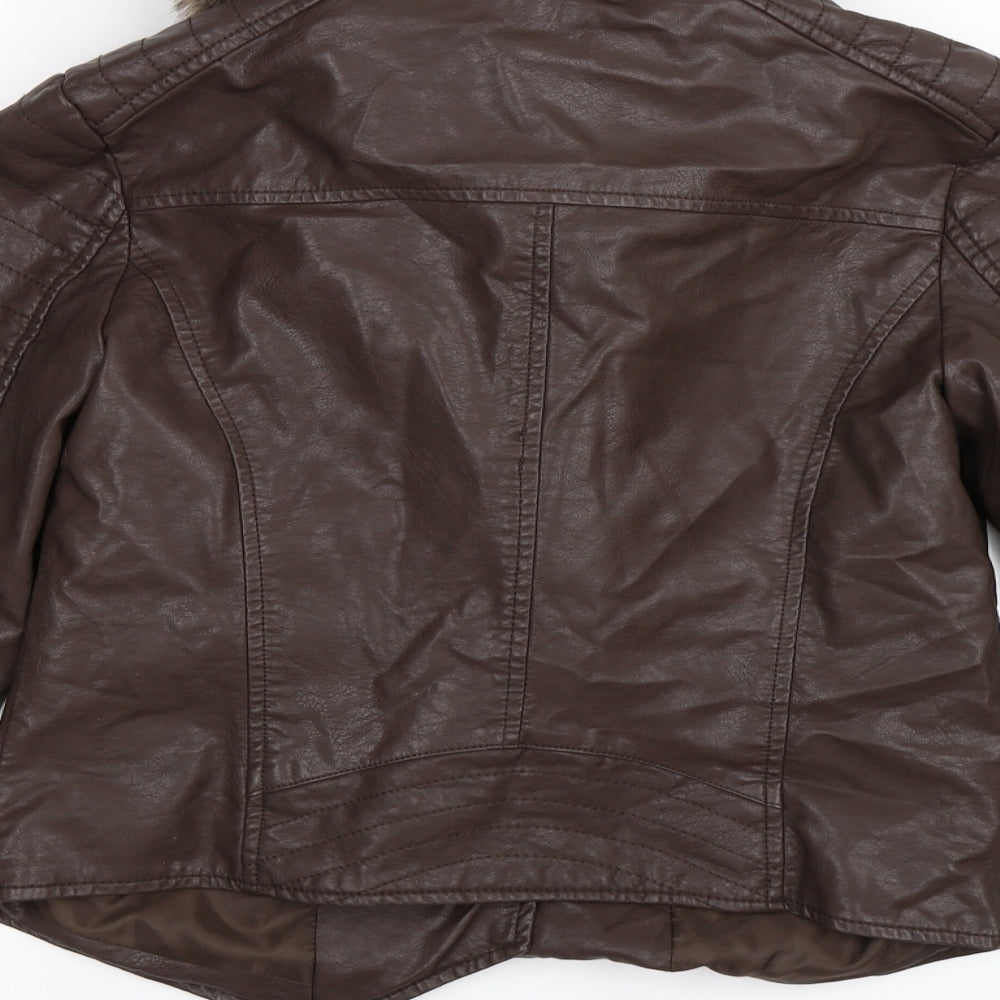 Atmosphere Womens Brown   Biker Jacket Size 8  - faux leather