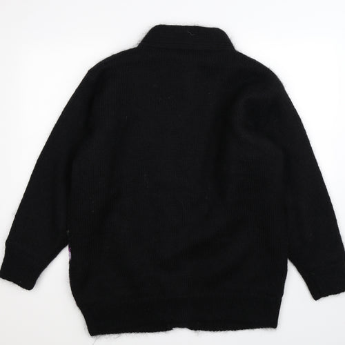 abel Womens Black Floral Knit Cardigan Jumper Size XL