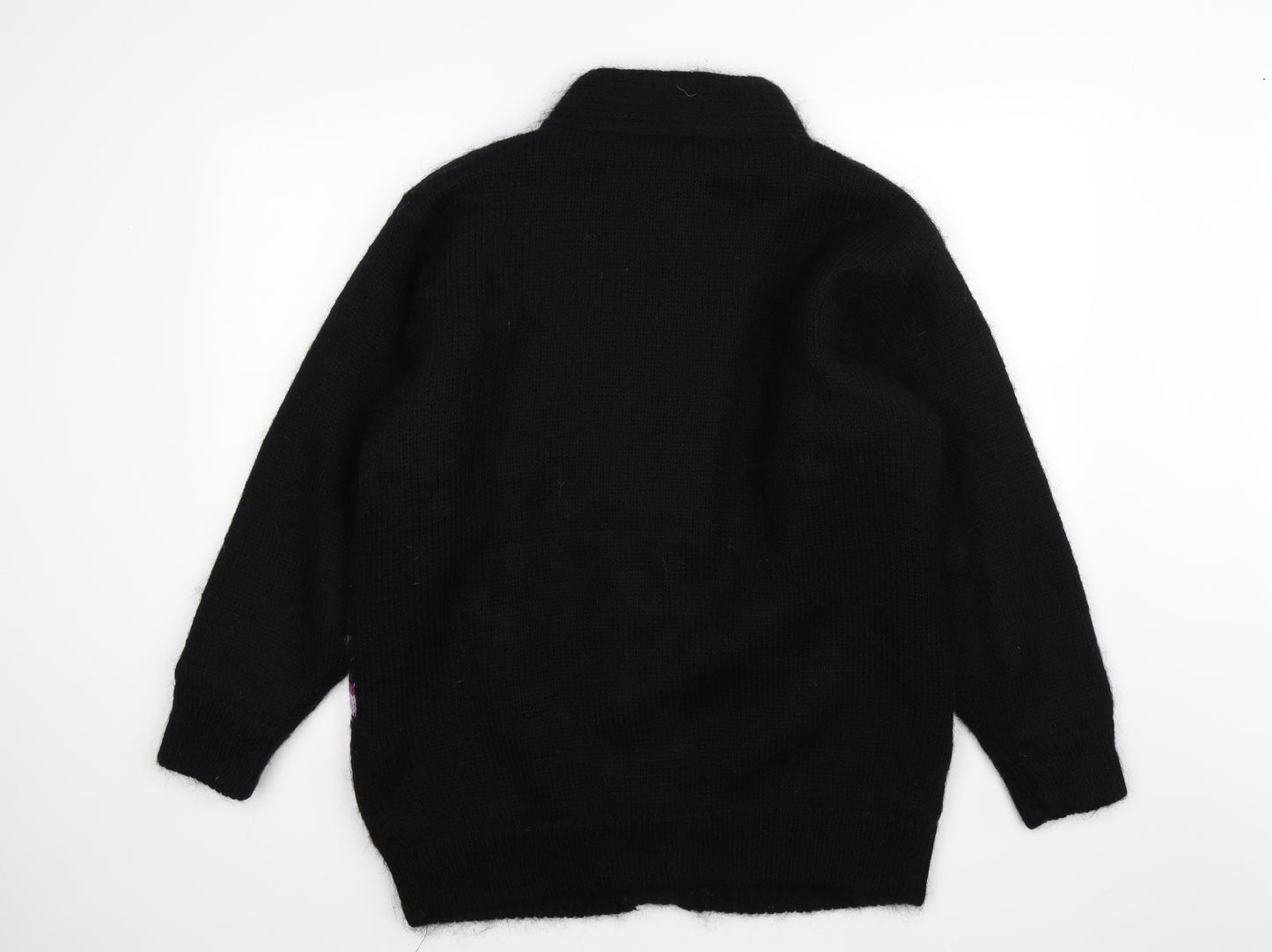 abel Womens Black Floral Knit Cardigan Jumper Size XL