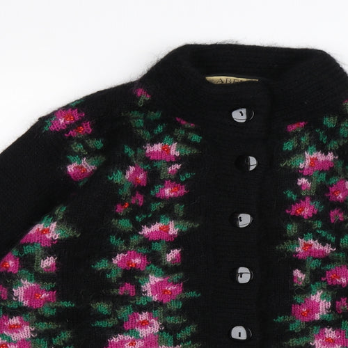 abel Womens Black Floral Knit Cardigan Jumper Size XL