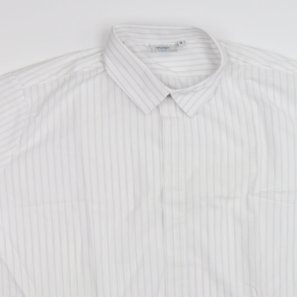 Jermyn Street Mens White Striped   Dress Shirt Size 18
