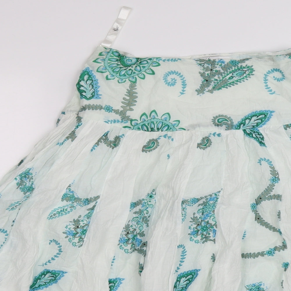 Klass Womens White Floral  Peasant Skirt Size 12