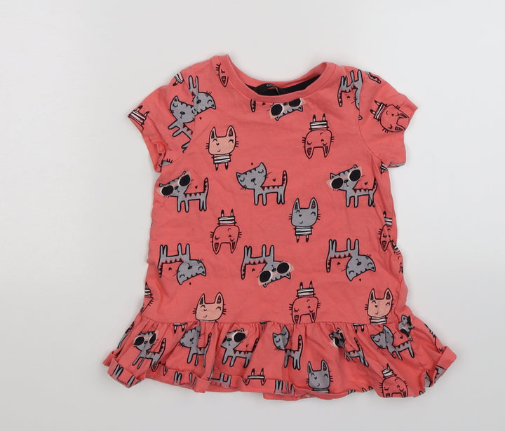 George Girls Pink Animal Print Trapeze & Swing Size 18-24 Months - cats and rabbits
