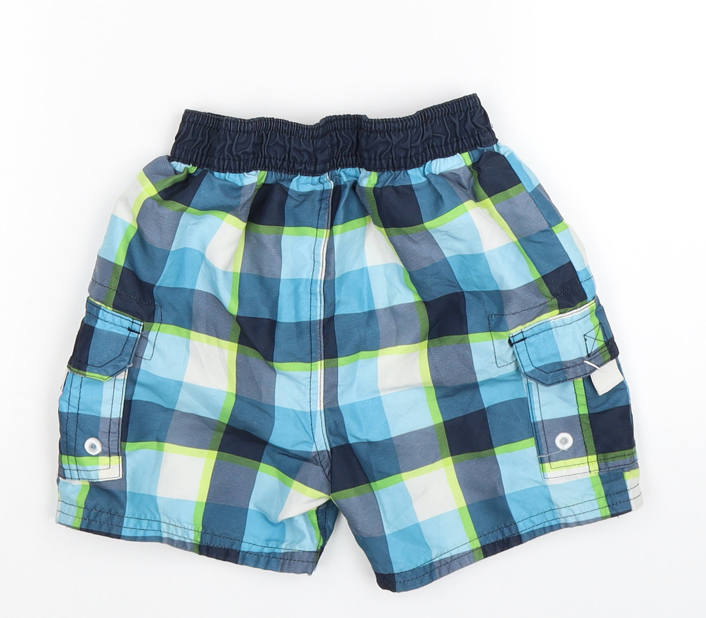 George Boys Blue Check  Sweat Shorts Size 5-6 Years - swim wear