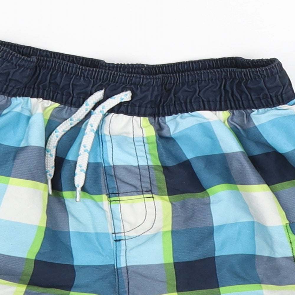 George Boys Blue Check  Sweat Shorts Size 5-6 Years - swim wear