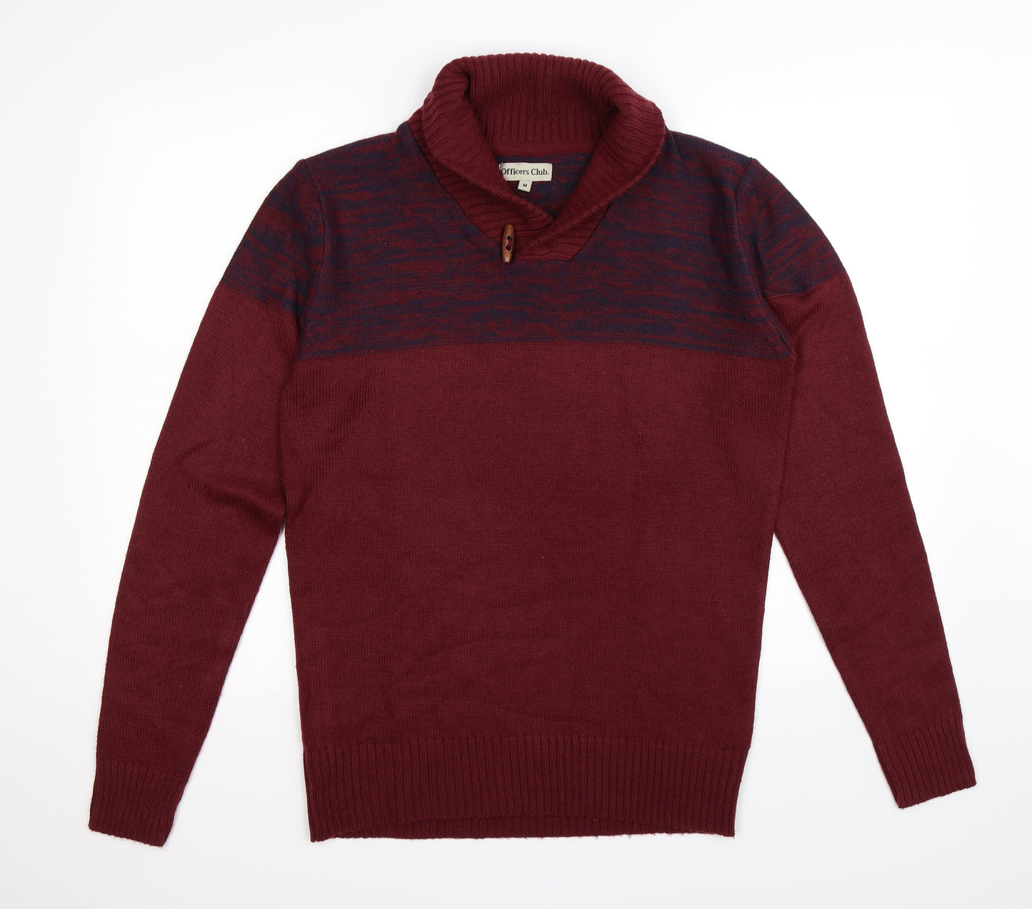 Officers Club Mens Red Striped Knit Pullover Jumper Size M