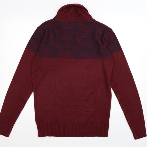 Officers Club Mens Red Striped Knit Pullover Jumper Size M