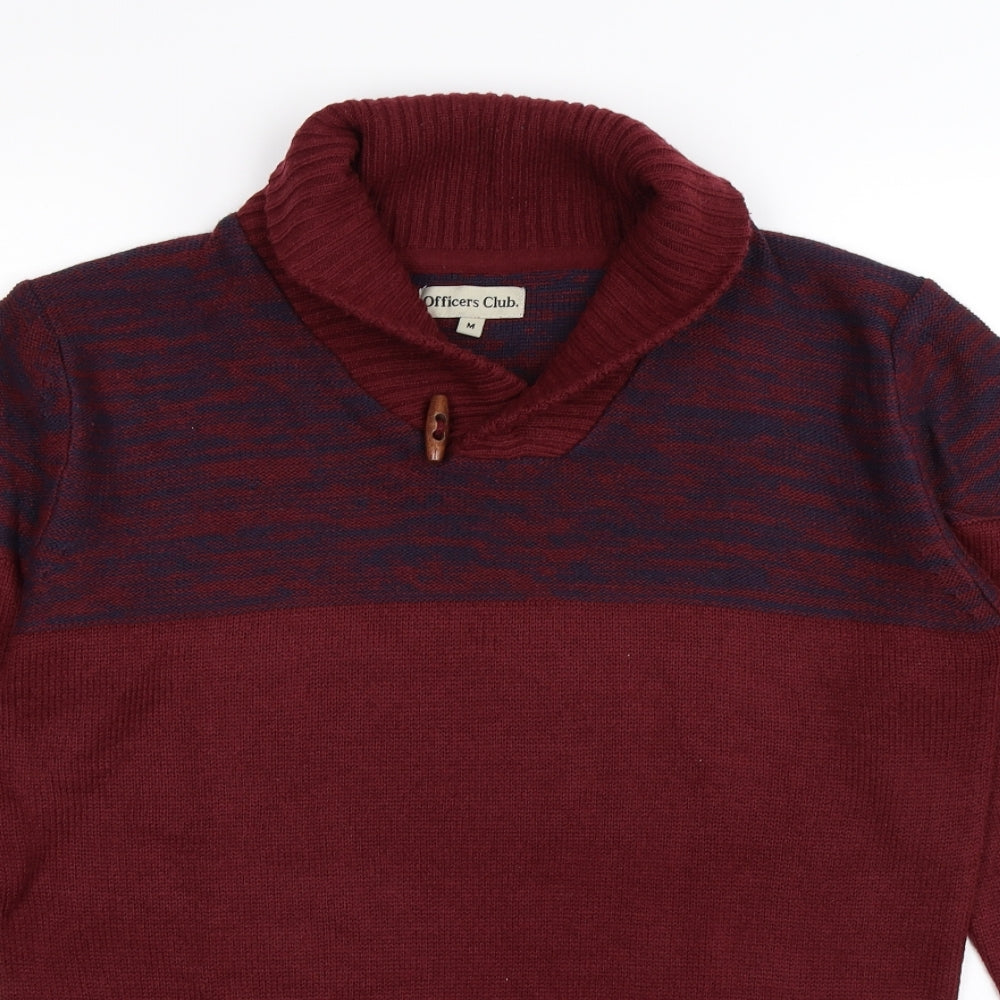 Officers Club Mens Red Striped Knit Pullover Jumper Size M
