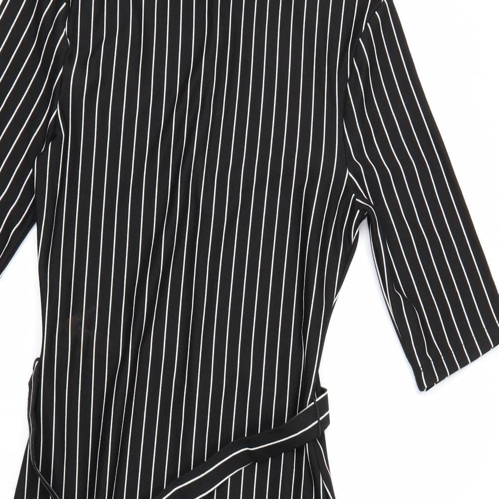 Zara Womens Black Striped  Pencil Dress  Size S