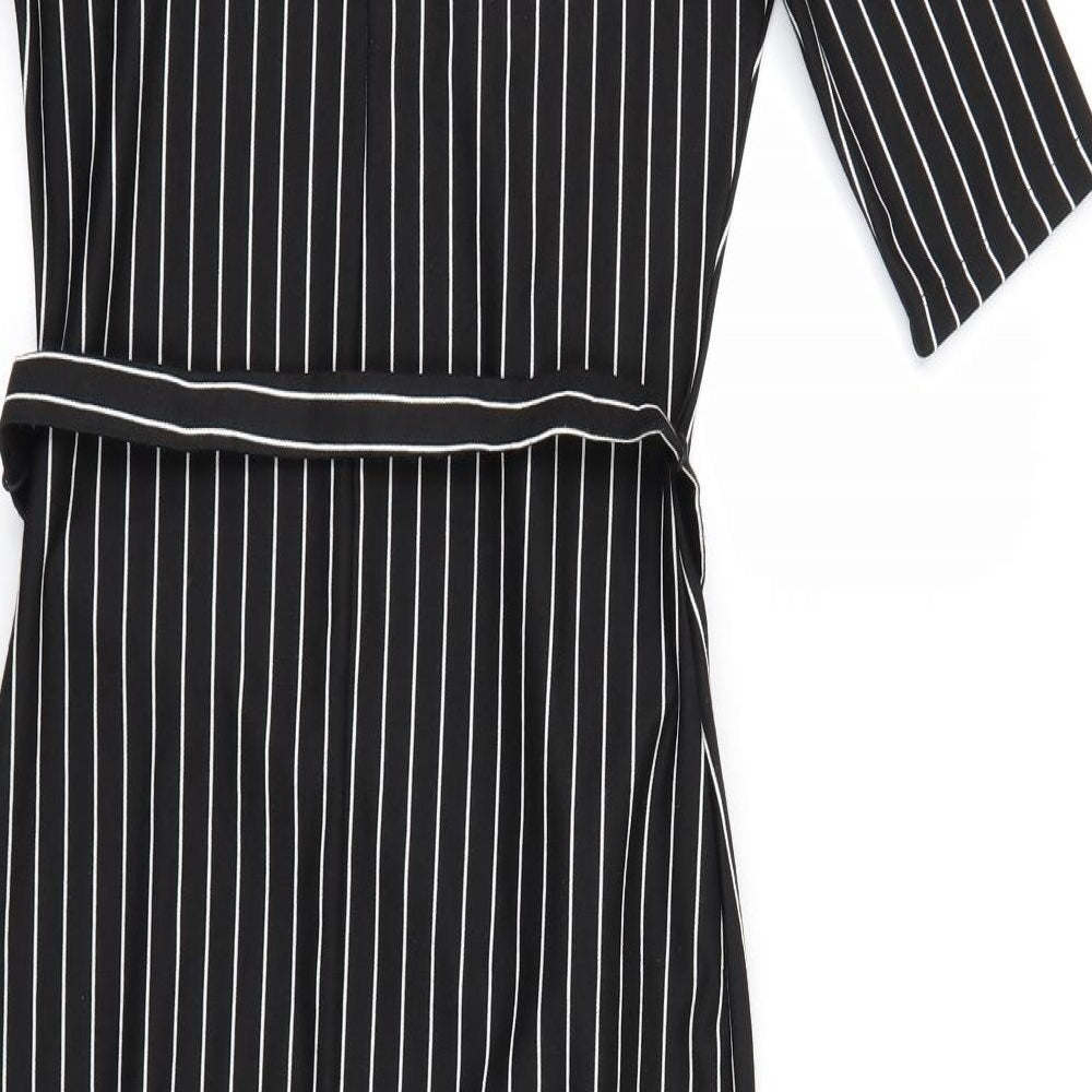 Zara Womens Black Striped  Pencil Dress  Size S
