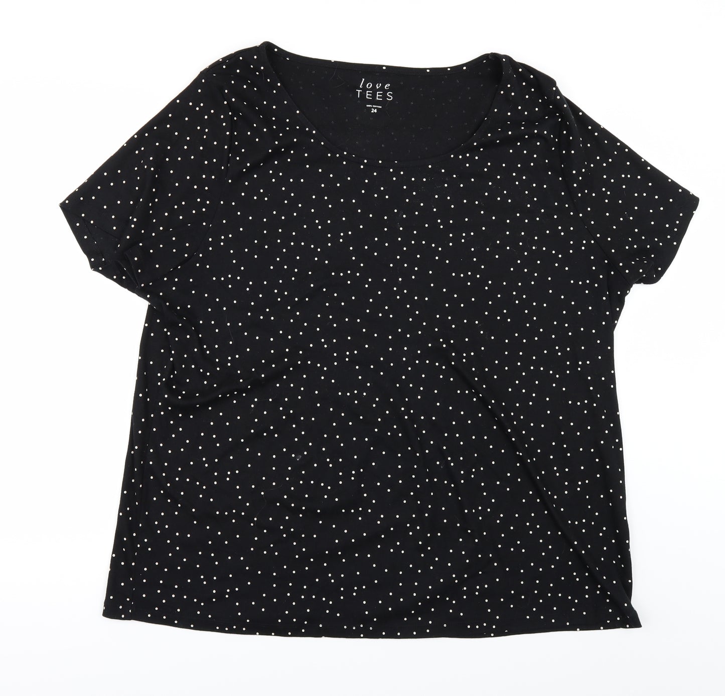 Love Tees Womens Black Polka Dot  Basic T-Shirt Size 24