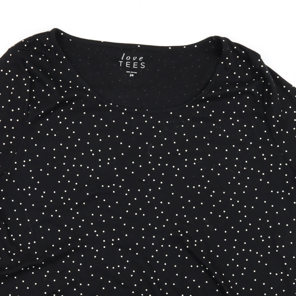 Love Tees Womens Black Polka Dot  Basic T-Shirt Size 24