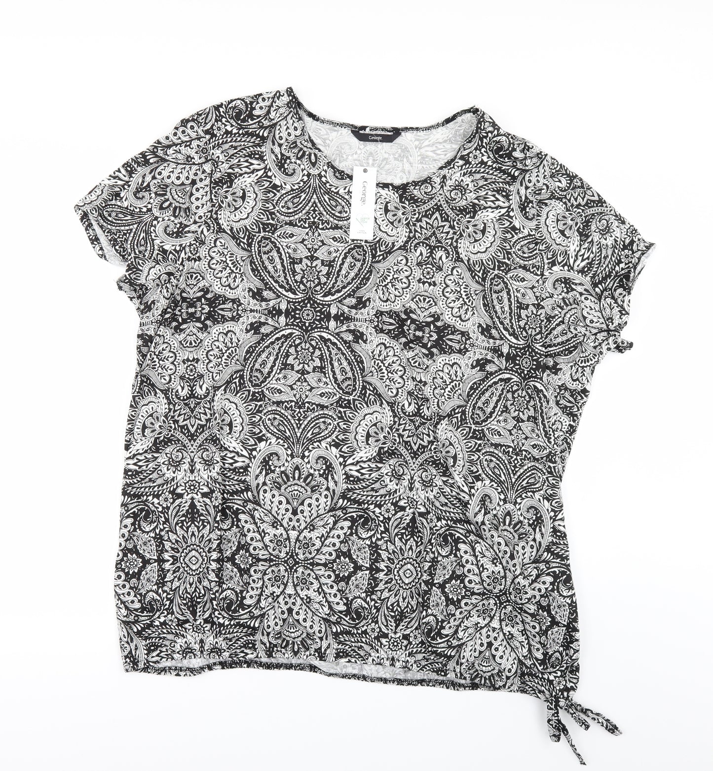 George Womens Black Floral  Basic T-Shirt Size 24