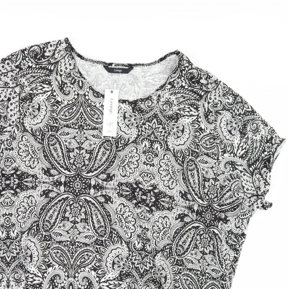 George Womens Black Floral  Basic T-Shirt Size 24