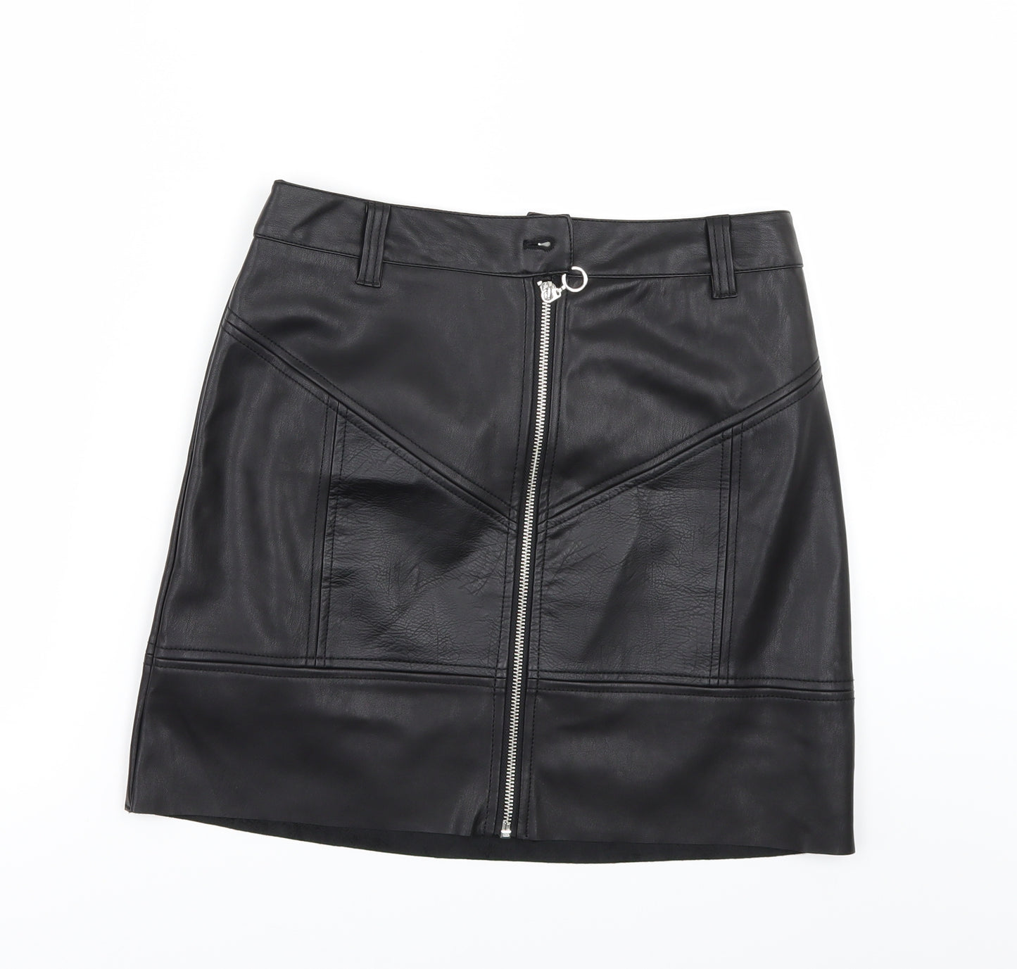 River Island Womens Black   Mini Skirt Size 6  - leather look